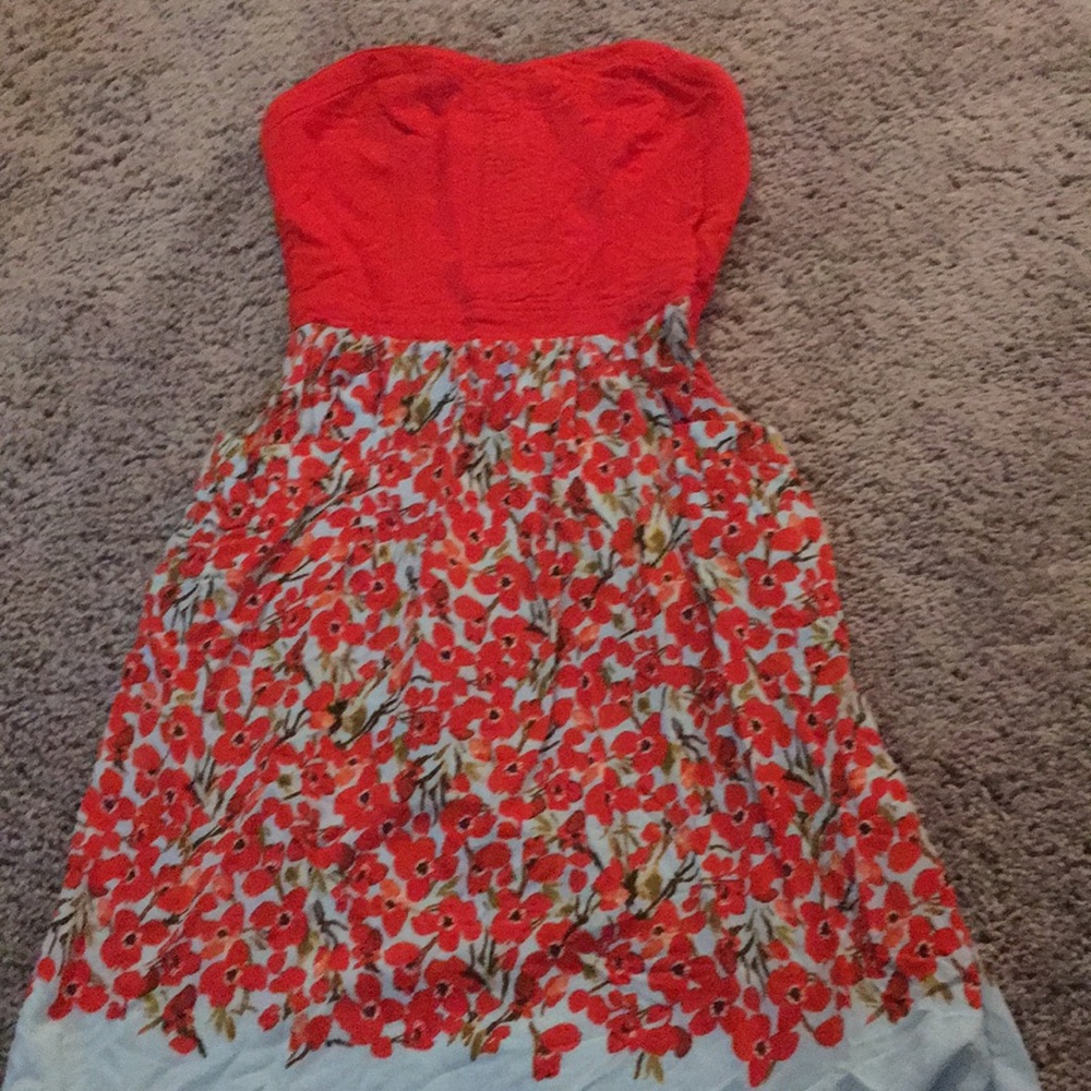 Xhilaration coral and blue sundress